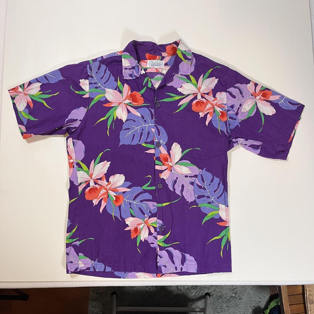 Jams World Vintage Surf Line Hawaii Shirt Men Small Purple Floral Hawaiian Aloha